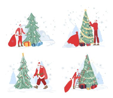 Noel Baba çizgi filmi Mutlu Noeller konsepti