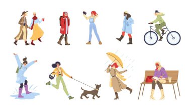 Düz çizgi film karakterleri vektör illüstrasyon kavramını ayarlar