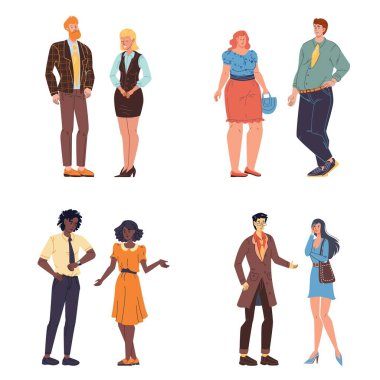 Düz çizgi film karakterleri vektör illüstrasyon kavramını ayarlar