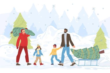 Düz çizgi film karakterleri Mutlu Noeller vektör illüstrasyon konsepti