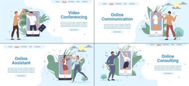 Düz çizgi film karakterleri vektör illüstrasyon kavramını ayarlar