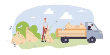 Düz çizgi film karakteri kâr etti, finansal vektör illüstrasyon kavramı