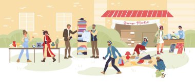 Düz çizgi film karakterleri vektör illüstrasyon kavramını ayarlar