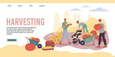 Düz çizgi film karakterleri hasat, vektör illüstrasyon kavramı