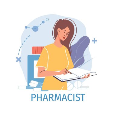 Düz çizgi film doktoru karakter çizimi konsepti