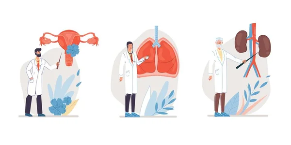 Caricature plat personnage médecins set vectoriel illustration concept — Image vectorielle