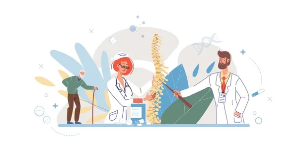 Desenhos animados plano médico personagens conceito de ilustração vetorial — Vetor de Stock