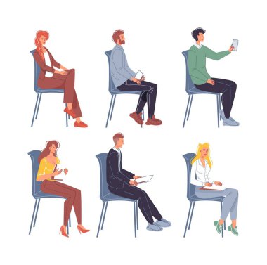 Düz çizgi film karakterleri vektör illüstrasyon kavramını ayarlar