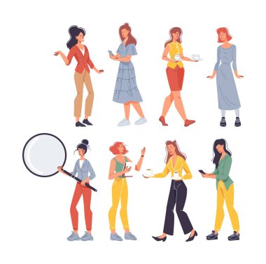 Düz çizgi film karakterleri vektör illüstrasyon kavramını ayarlar