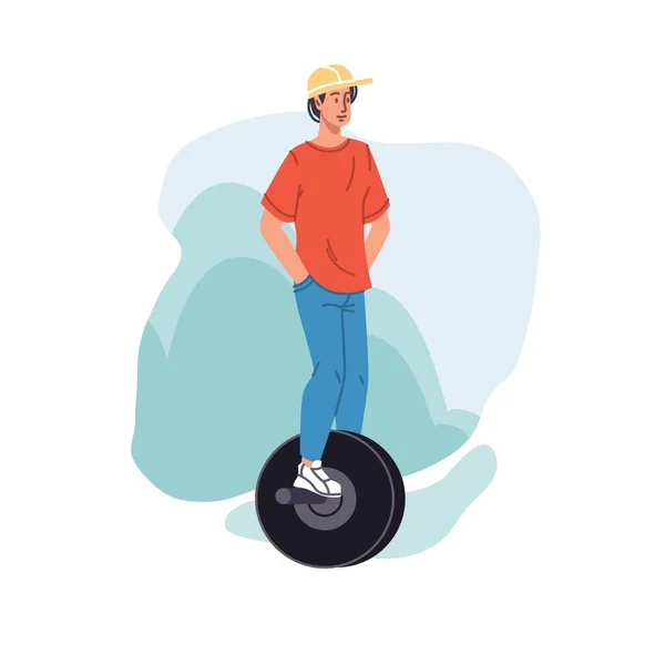Flat cartoon boy character ride unicycle,vector illustration concept — Διανυσματικό Αρχείο
