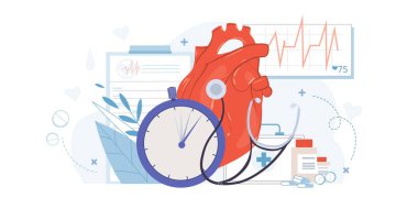 Düz kalp medikal sembolleri vektör illüstrasyon konsepti