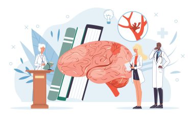 Çalışma vektörü illüstrasyon konseptinde düz çizgi film doktor karakterleri