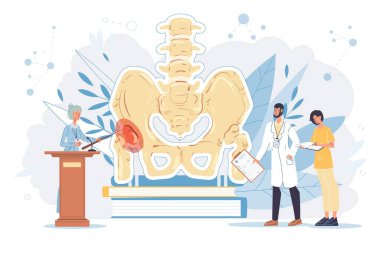 Çalışma vektörü illüstrasyon konseptinde düz çizgi film doktor karakterleri