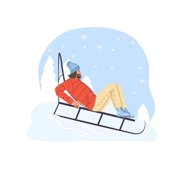 Platte stripfiguur in het winterseizoen vector illustratie concept — Stockvector