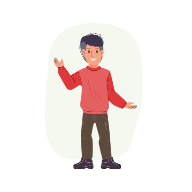 Çizgi film çocuk karakteri vektör illüstrasyon kavramını selamlıyor