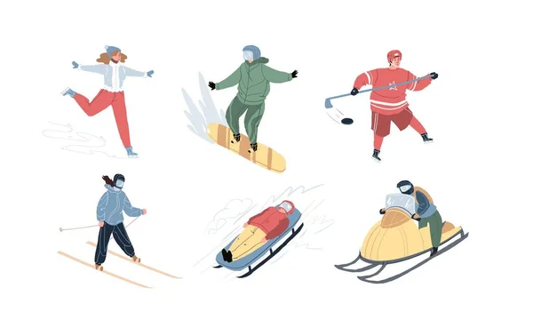 Set of winter sport characters, vector illustration concept — Stock Vector