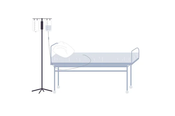 Plano de dibujos animados médico drop counter y cama, tratamiento y terapia vector ilustración concepto — Vector de stock