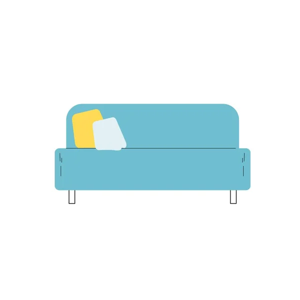 Flat cartoon gauč, obývací pokoj interiérové prvky pro pohodlí domova vektor ilustrační koncept — Stockový vektor
