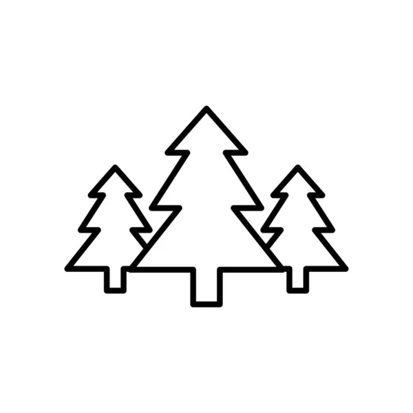 Icona degli alberi di pino, stile linea — Vettoriale Stock
