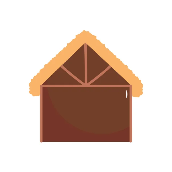Icono de la casa del pesebre, estilo plano — Vector de stock