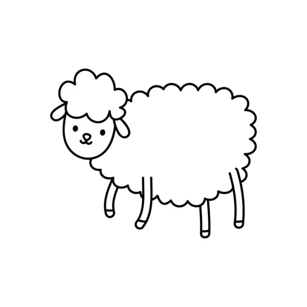 Ícone de ovelhas dos desenhos animados, estilo de linha — Vetor de Stock