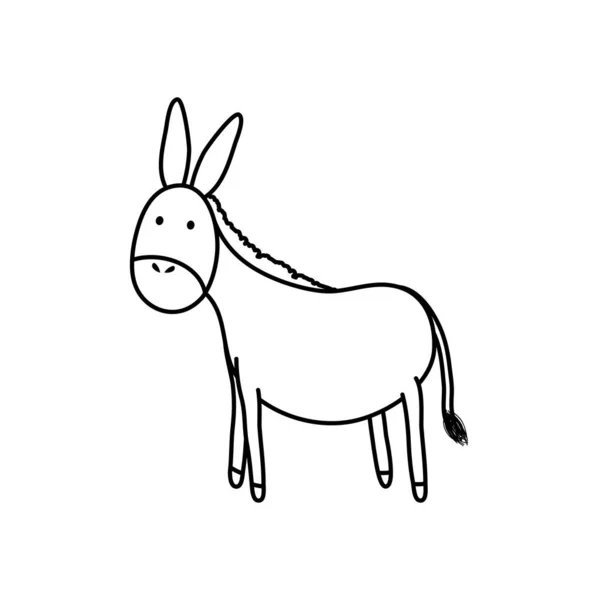 Ícone de burro dos desenhos animados, estilo de linha —  Vetores de Stock