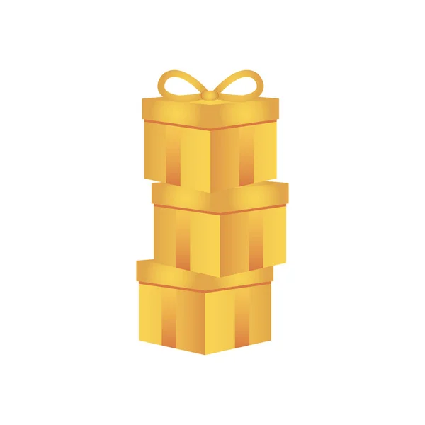 Pila de cajas de regalo de oro icono, estilo plano — Archivo Imágenes Vectoriales