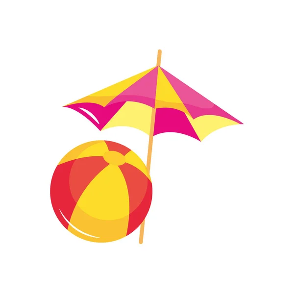 Parasol y bola de playa icono, de estilo plano — Archivo Imágenes Vectoriales
