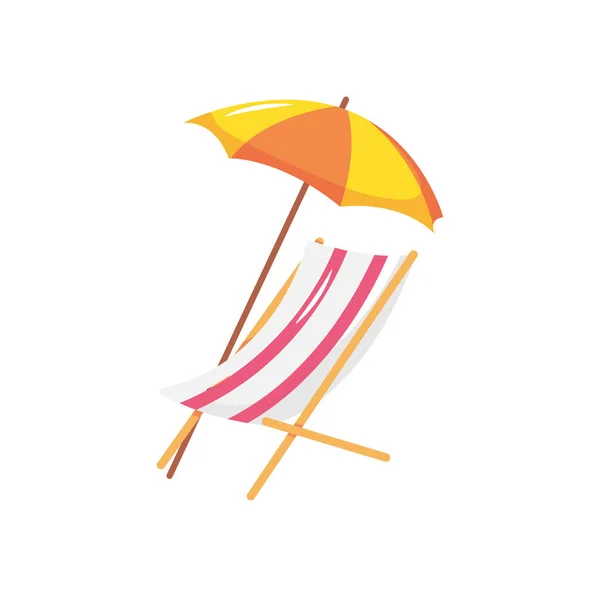 Beach chair with parasol, flat style — Stock Vector