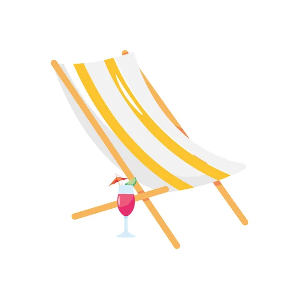 Кресло для пляжа и коктейль-икона, плоский стиль — стоковый вектор