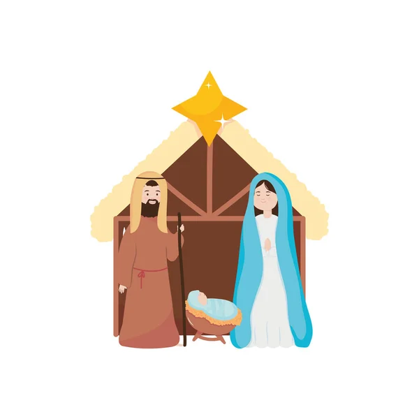 Икона рождественской сцены, плоский стиль — стоковый вектор
