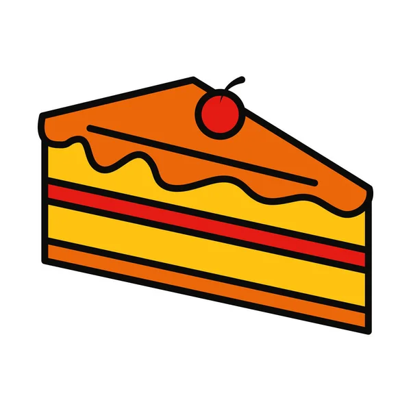 Ícone de pedaço de bolo, linha e estilo de preenchimento — Vetor de Stock