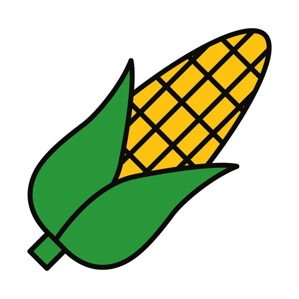 Mazorca de maíz icono, línea y estilo de relleno — Vector de stock