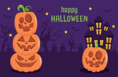 Portakallı, korkunç balkabaklı ve korku şatolu Cadılar Bayramı tasarımınız kutlu olsun.