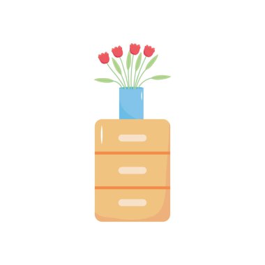 Vazo süslemeli mobilya çekmeceleri