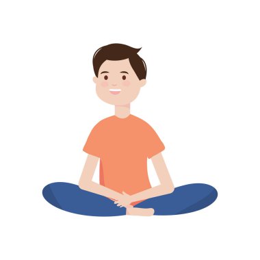 Meditasyon yapan mutlu adam yoga pozu veriyor.