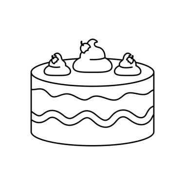 krem meyveli tatlı pasta izole edilmiş ikon beyaz arkaplan doğrusal