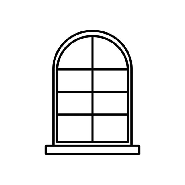 Keret ablak külső homlokzat ikon elszigetelt fehér háttér lineáris — Stock Vector