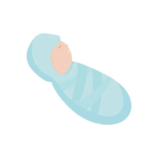 Cartoon cute baby wrapped blanket newborn — Stock Vector