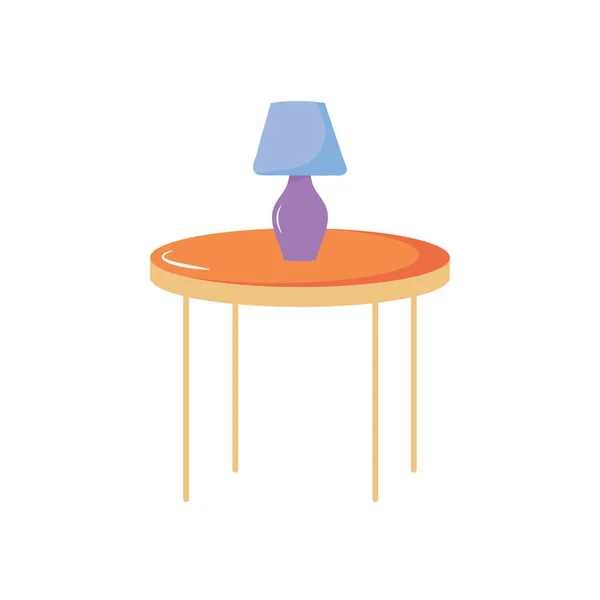 Mesa redonda con decoración de lámpara — Vector de stock