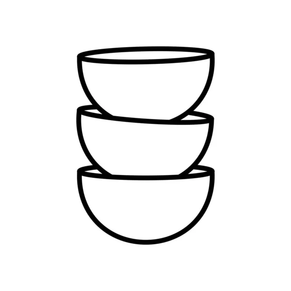 Mucchio di tazze di caffè isolato icona sfondo bianco lineare — Vettoriale Stock