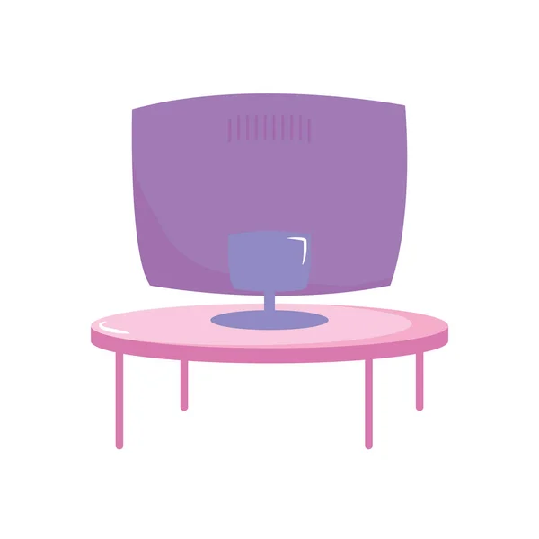 Écran de télévision sur meubles de table ronds — Image vectorielle