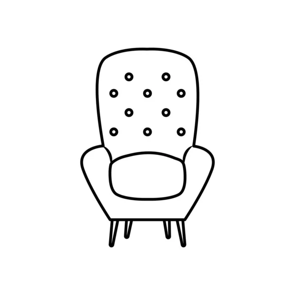 Sillón muebles decoración hogar aislado icono blanco fondo lineal — Vector de stock