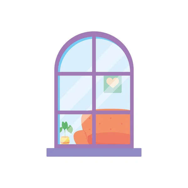 Blick aus dem Fenster Sofapflanze und Bild — Stockvektor
