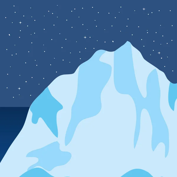 Paisagem ártica noturna com bloco de iceberg — Vetor de Stock