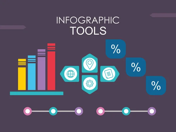Design de elementos infográficos com ícones relacionados a negócios e gráfico de barras — Vetor de Stock