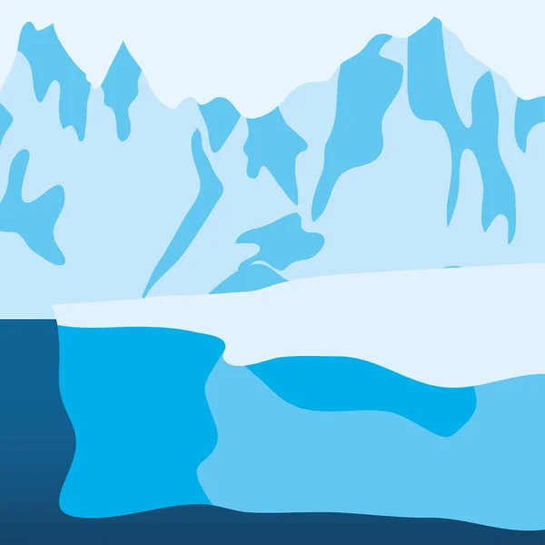 Icebergs montanhas paisagem — Vetor de Stock