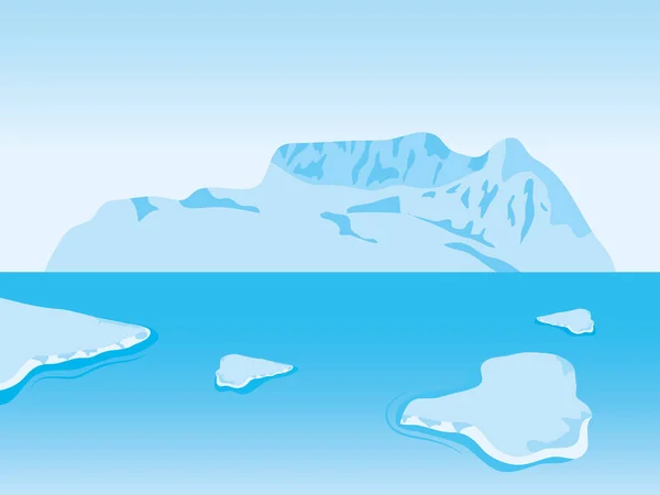 Scena del paesaggio polare con iceberg — Vettoriale Stock