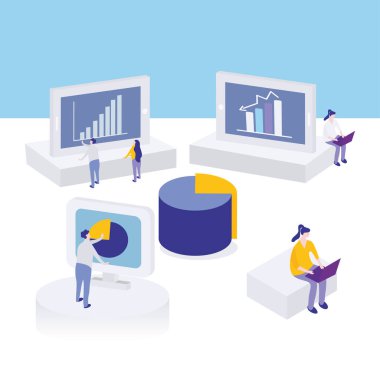 İş adamları Infographic dijital pazarlama grafikleri