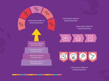 ticari ve yüzdeyle ilgili simgelerle bilgi ögeleri tasarımı